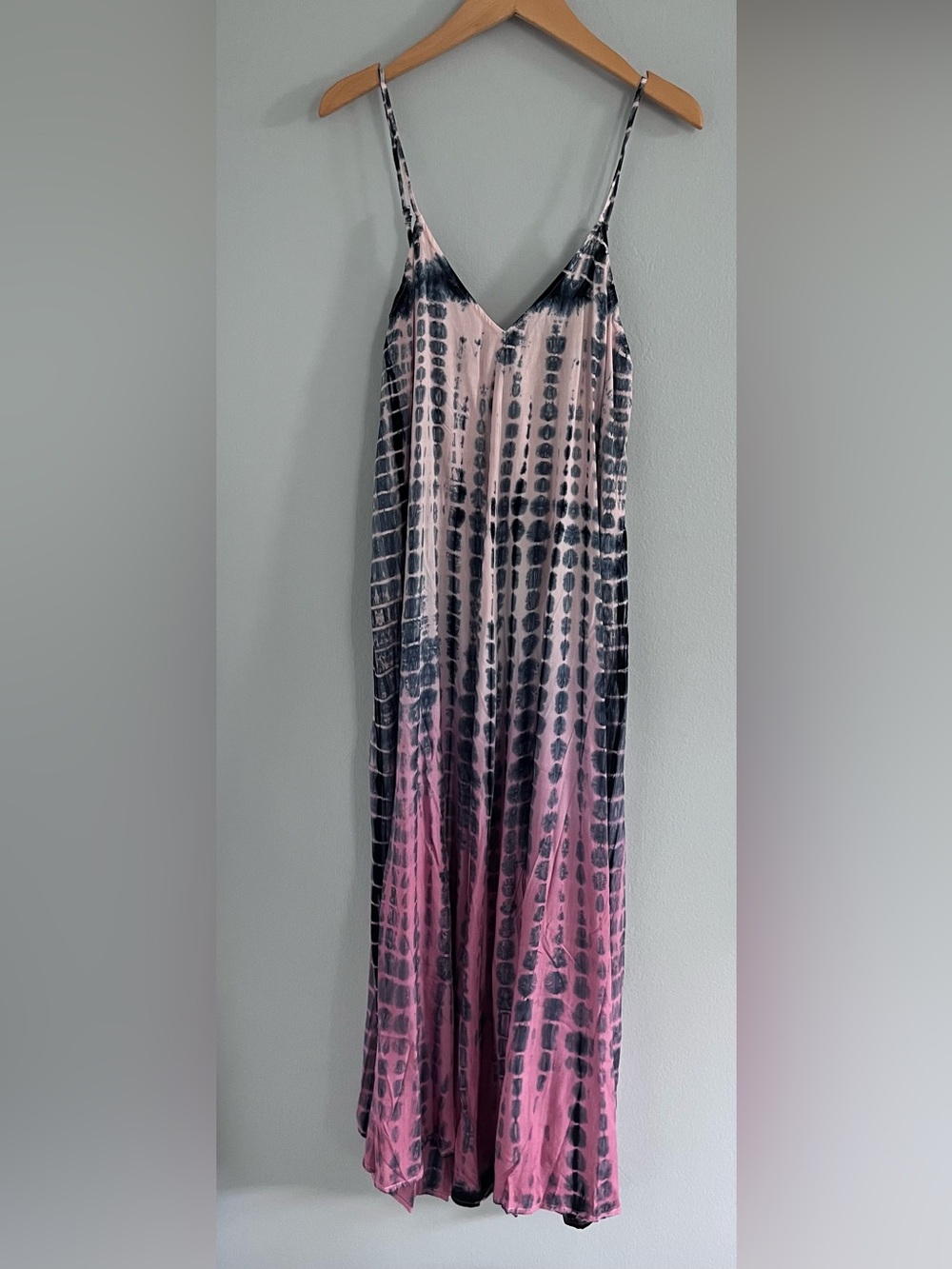Flowy Tie Dye Adjustable Strap Maxi Dress